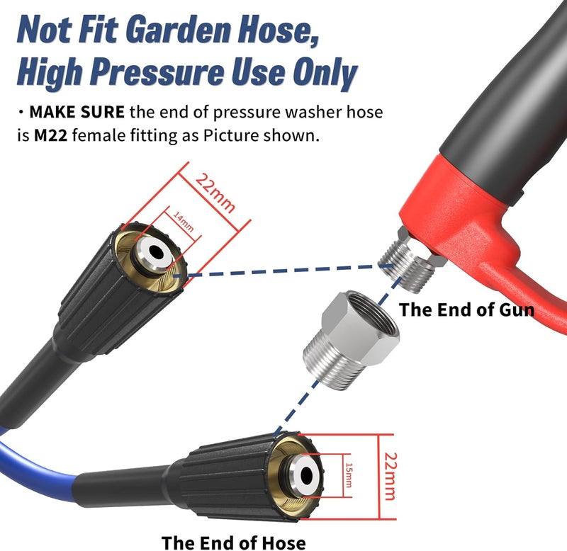 A-Power Pressure Washer Gun, with Replacement Wand Extension, Power Washer Long Gun with 5 Nozzle Tips and M22 fittings, 40 Inch, Max 5000 PSI - Image 4